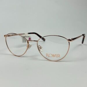 Flower FLR6039 Women's Eyeglasses Shiny Rose Gold Metal Full Rim 52-18-140 mm